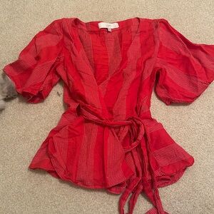 Red & White Loft Wrap Top